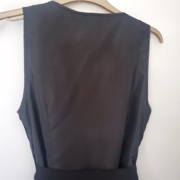 Artsy Black Pleated Ruffles Vest Blouse 2 in 1 Sleeveless Button Down Dark Fairy - Picture 5 of 6